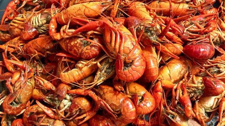 a pile of Cajun crayfish